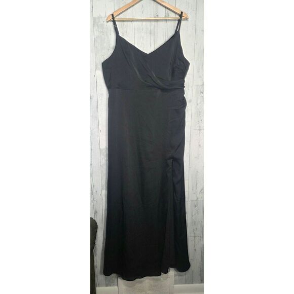 Birdy Grey Catherine Satin Leg Slit Ruched Side Bridesmaid Wedding Guest Maxi Dr - Picture 3 of 8